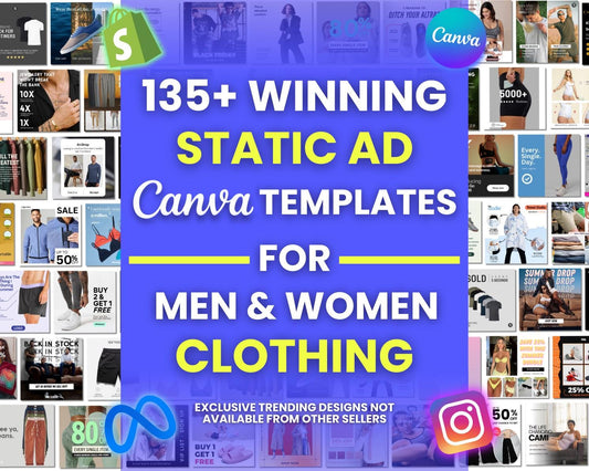 135+ Winning Static Ad Canva Templates for Men & Women Clothing & Fashion Brands