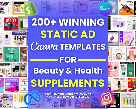 200+ Winning Static Ad Canva Templates for Beauty & Health Supplements