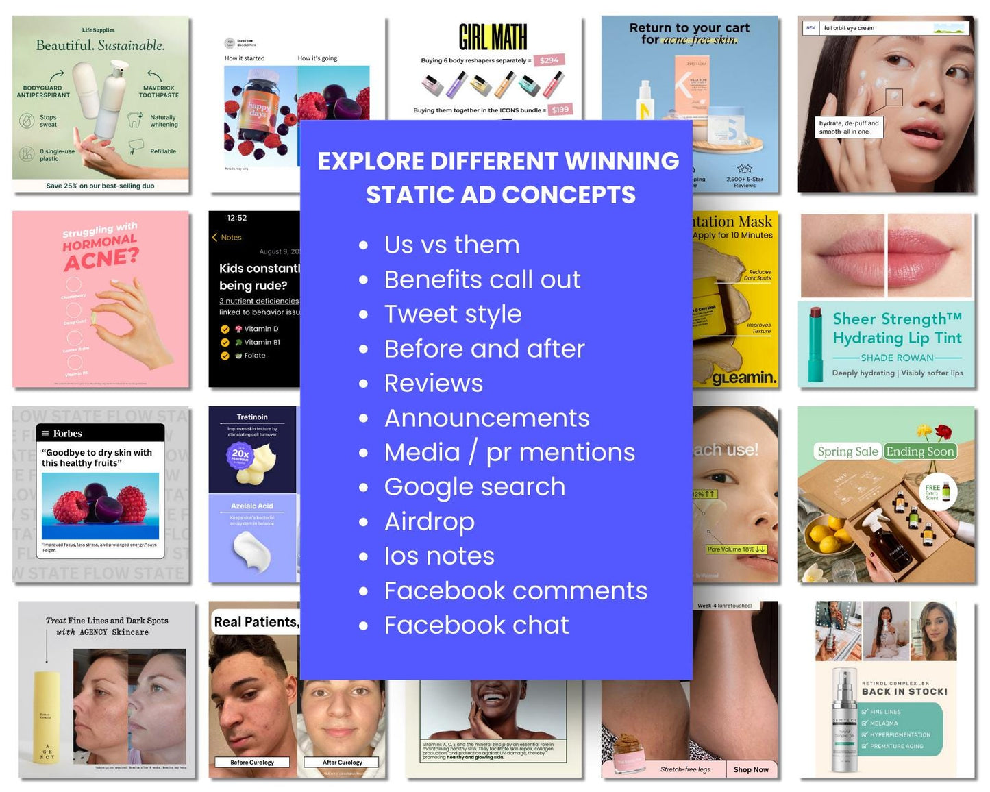 160+ Winning Static Ad Canva Templates for Skincare Products