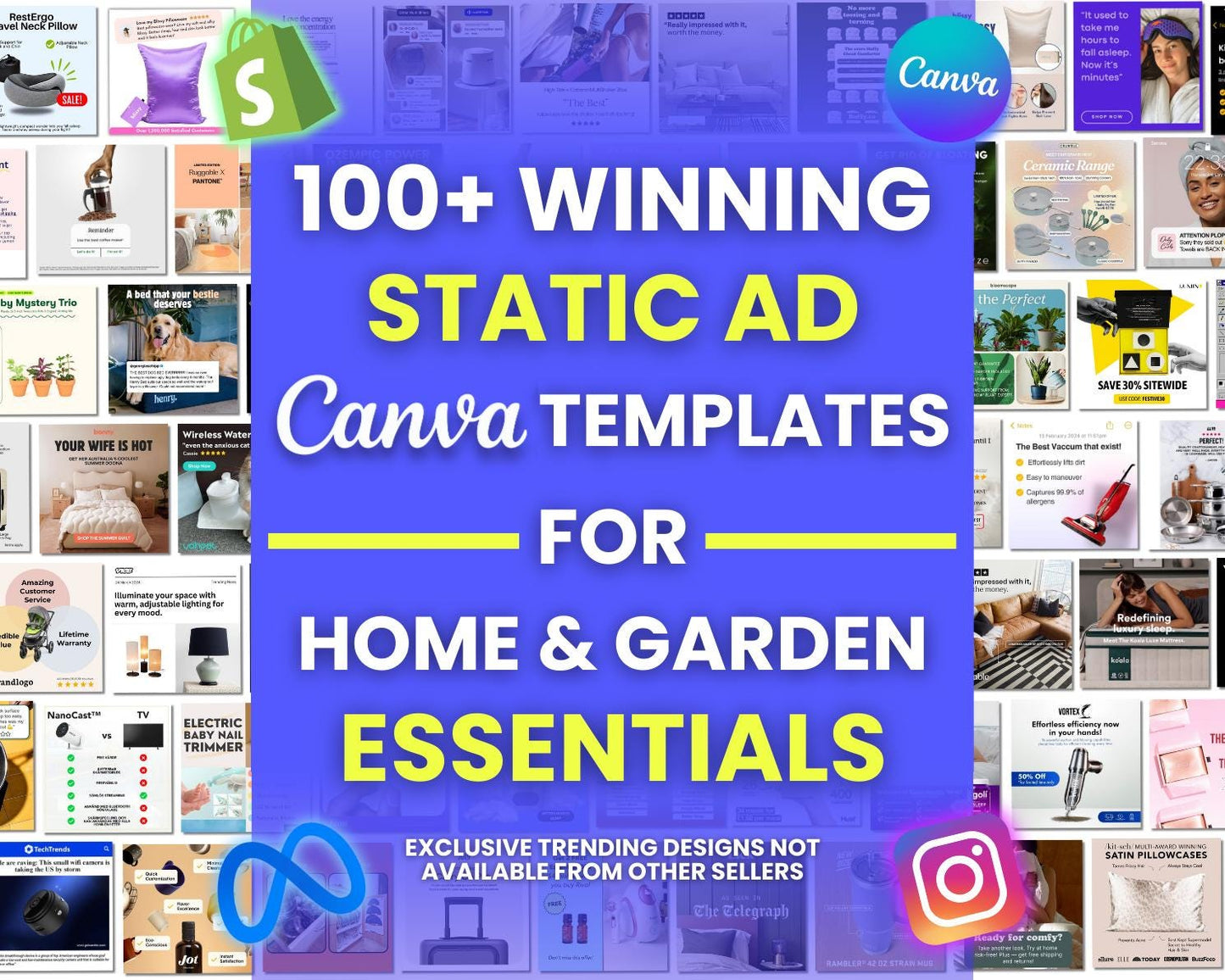 100+ Winning Static Ad Canva Templates for Home & Garden
