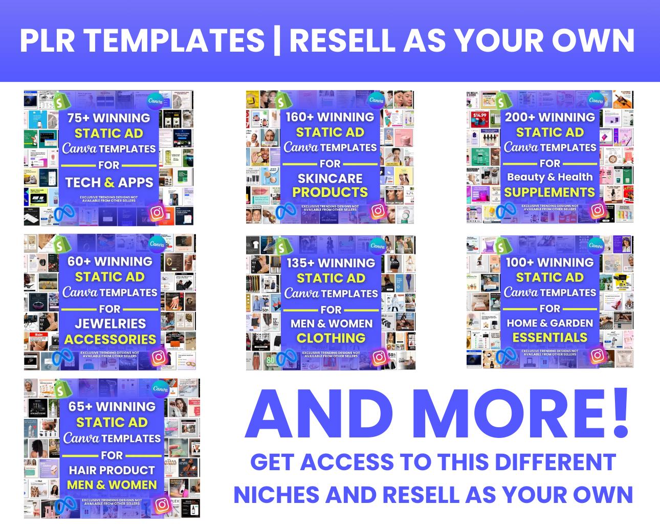 580+ PLR Winning Static Ads Canva Template for All Niches