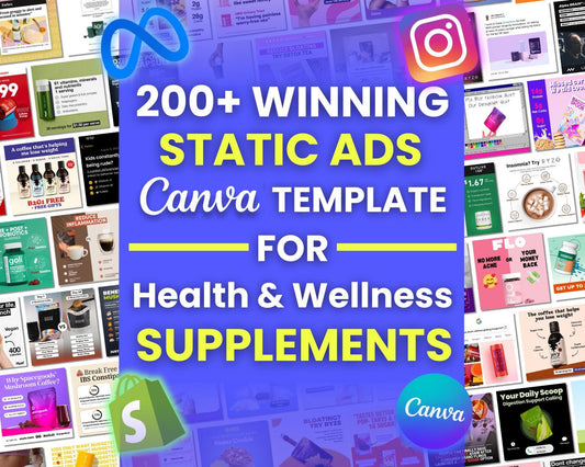 200+ Winning Static Ad Canva Templates for Health & Wellness Supplements