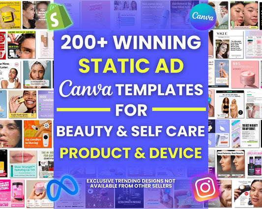 200+ Winning Static Ad Canva Templates for Beauty & Self Care Product /  Device