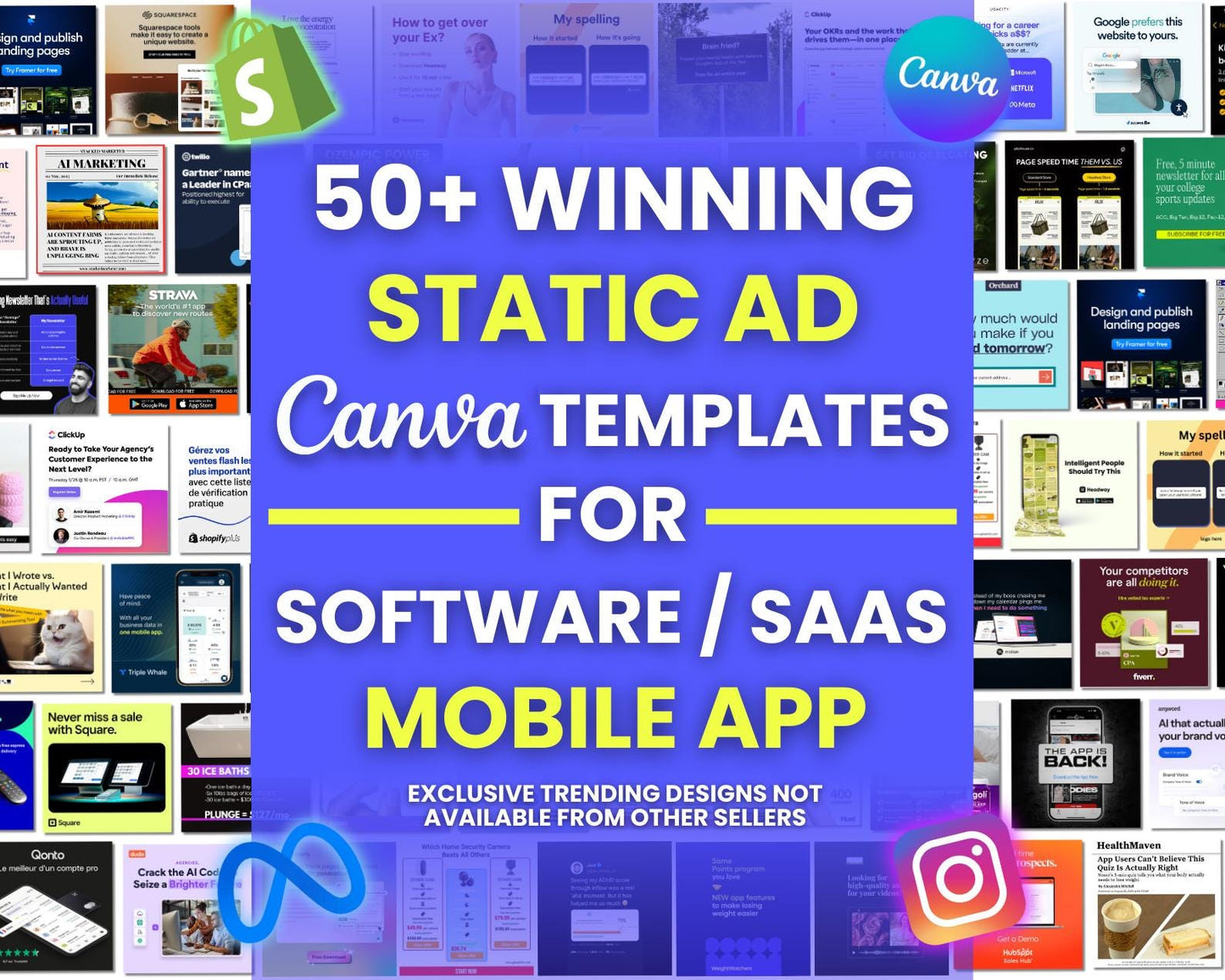 100+ Winning Static Ad Canva Templates for Software / SAAS and Mobile Applications