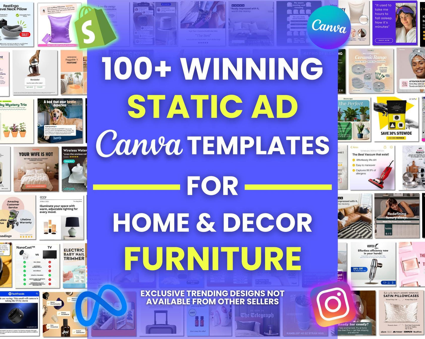 100+ Winning Static Ad Canva Templates for Home & Decor Furniture