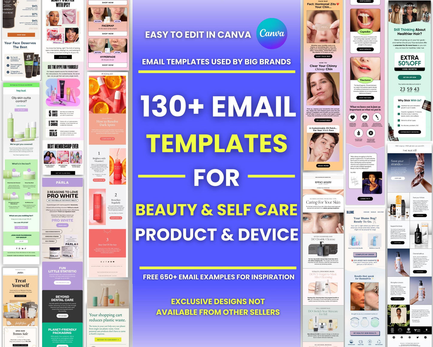130+ Canva Email Templates for Beauty and Self Care Product Device