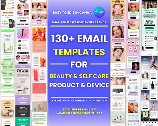 130+ Canva Email Templates for Beauty and Self Care Product Device