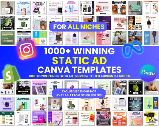 1000+ Winning Static Ads Canva Templates for All Niches