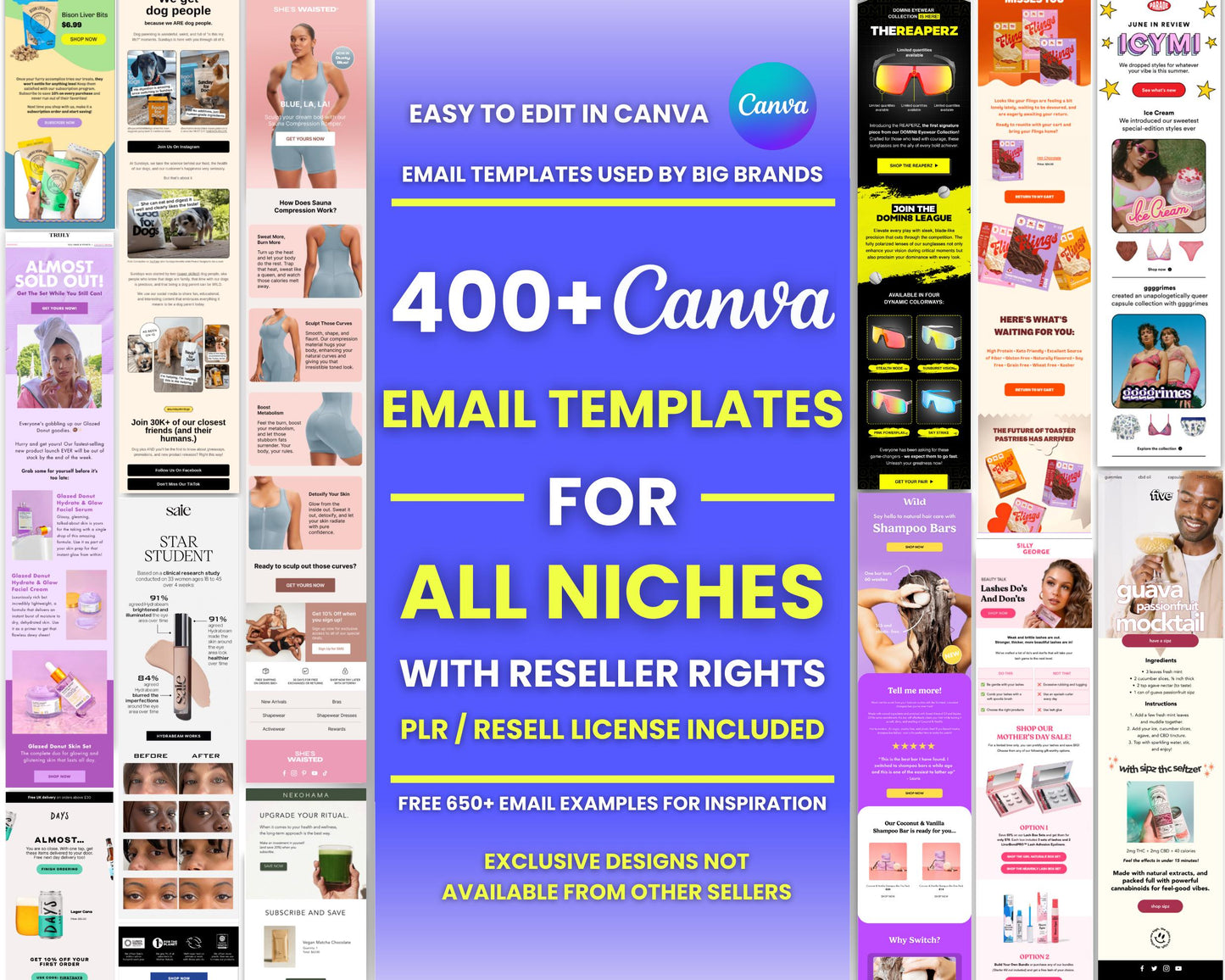 400+ PLR Canva Email Templates for All Niches with Resell Templates Private Label Rights