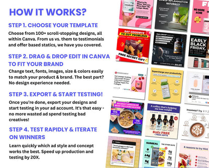 200+ Winning Static Ad Canva Templates for Beauty & Health Supplements