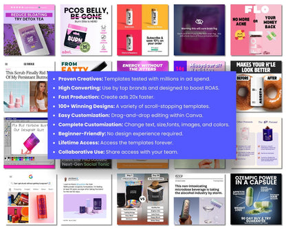 200+ Winning Static Ad Canva Templates for Beauty & Health Supplements