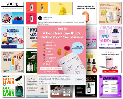 200+ Winning Static Ad Canva Templates for Health & Wellness Supplements