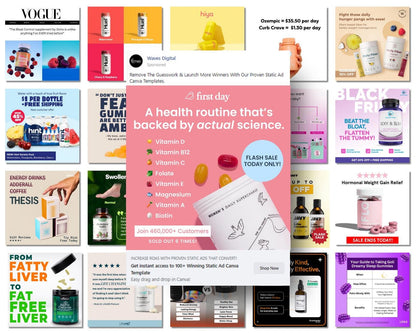 200+ Winning Static Ad Canva Templates for Beauty & Health Supplements