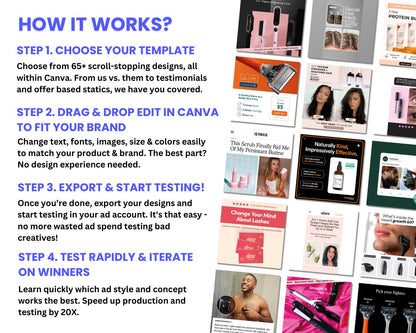 65+ Winning Static Ad Canva Templates for Hair Product Facebook Ad