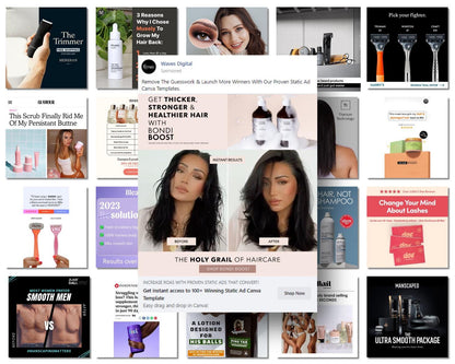 65+ Winning Static Ad Canva Templates for Hair Product Facebook Ad