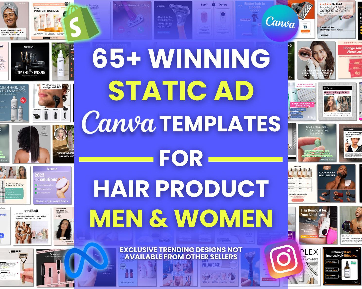 65+ Winning Static Ad Canva Templates for Hair Product Facebook Ad