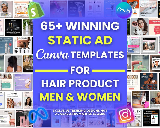 65+ Winning Static Ad Canva Templates for Hair Product Facebook Ad