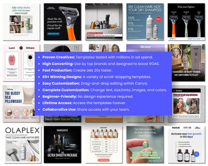 65+ Winning Static Ad Canva Templates for Hair Product Facebook Ad