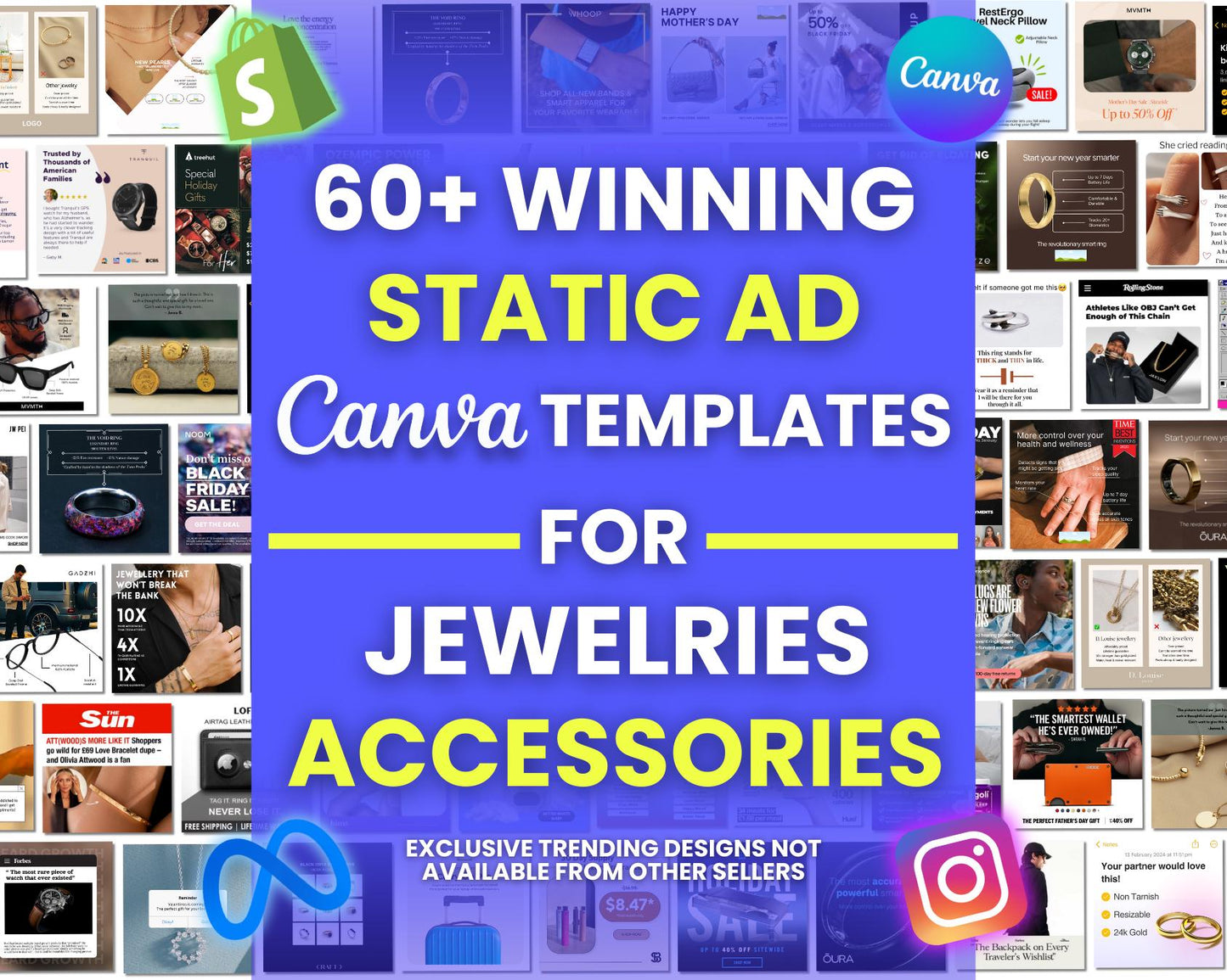 60+ Winning Static Ad Canva Templates for Jewelries & Accessories