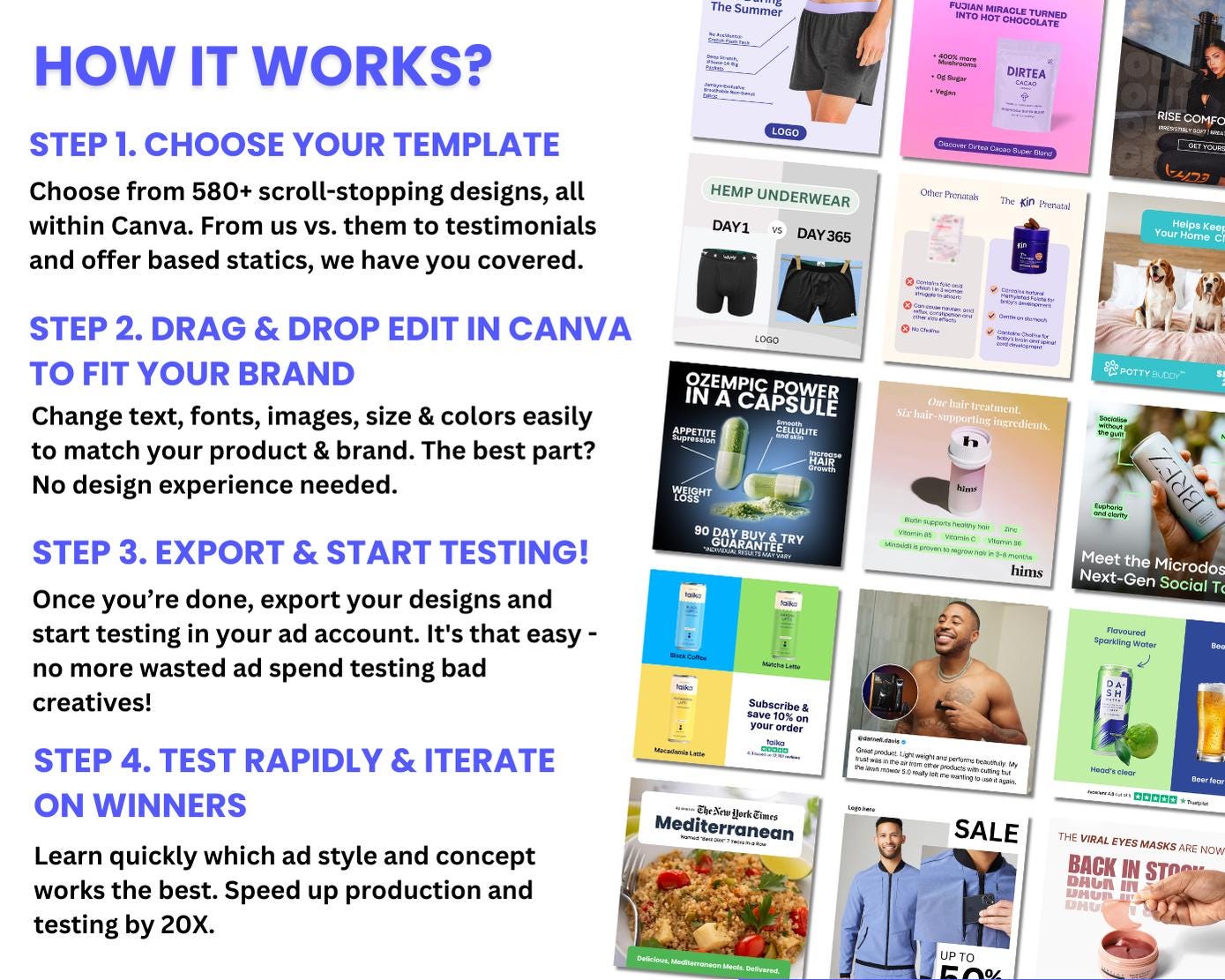 580+ Winning Static Ads Canva Templates for All Niches
