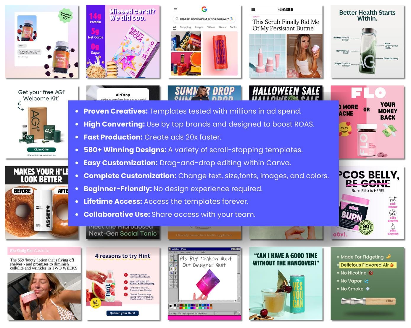 580+ Winning Static Ads Canva Templates for All Niches