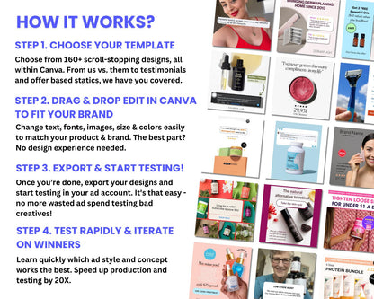 160+ Winning Static Ad Canva Templates for Skincare Products