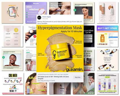 160+ Winning Static Ad Canva Templates for Skincare Products