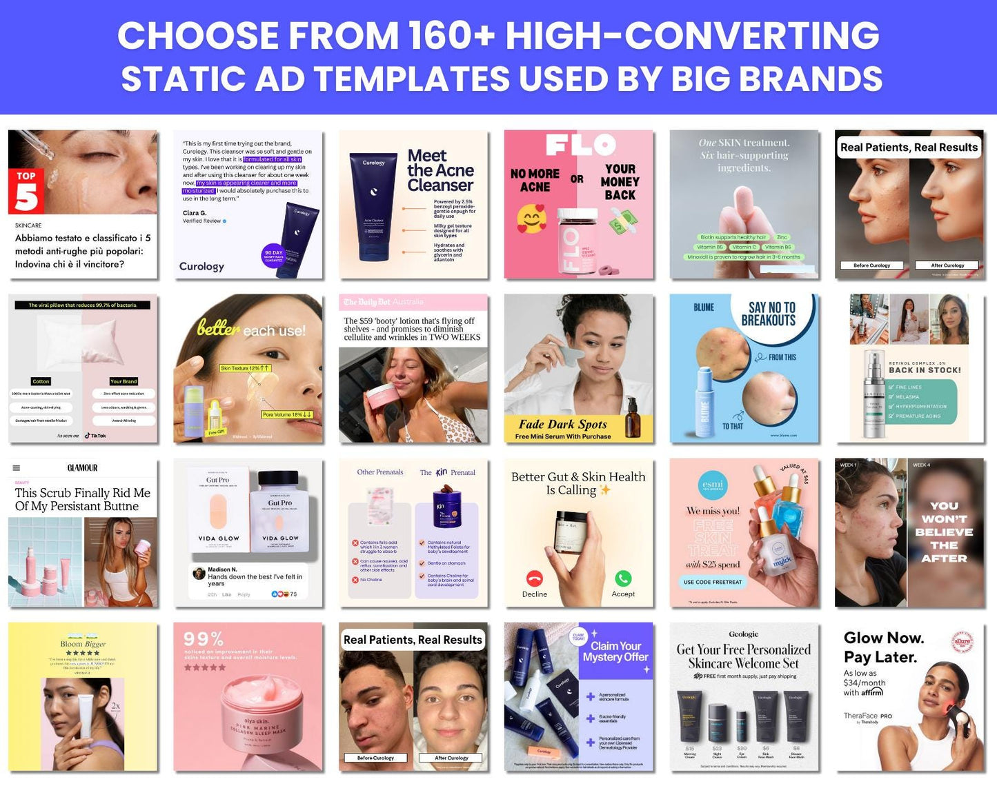 160+ Winning Static Ad Canva Templates for Skincare Products