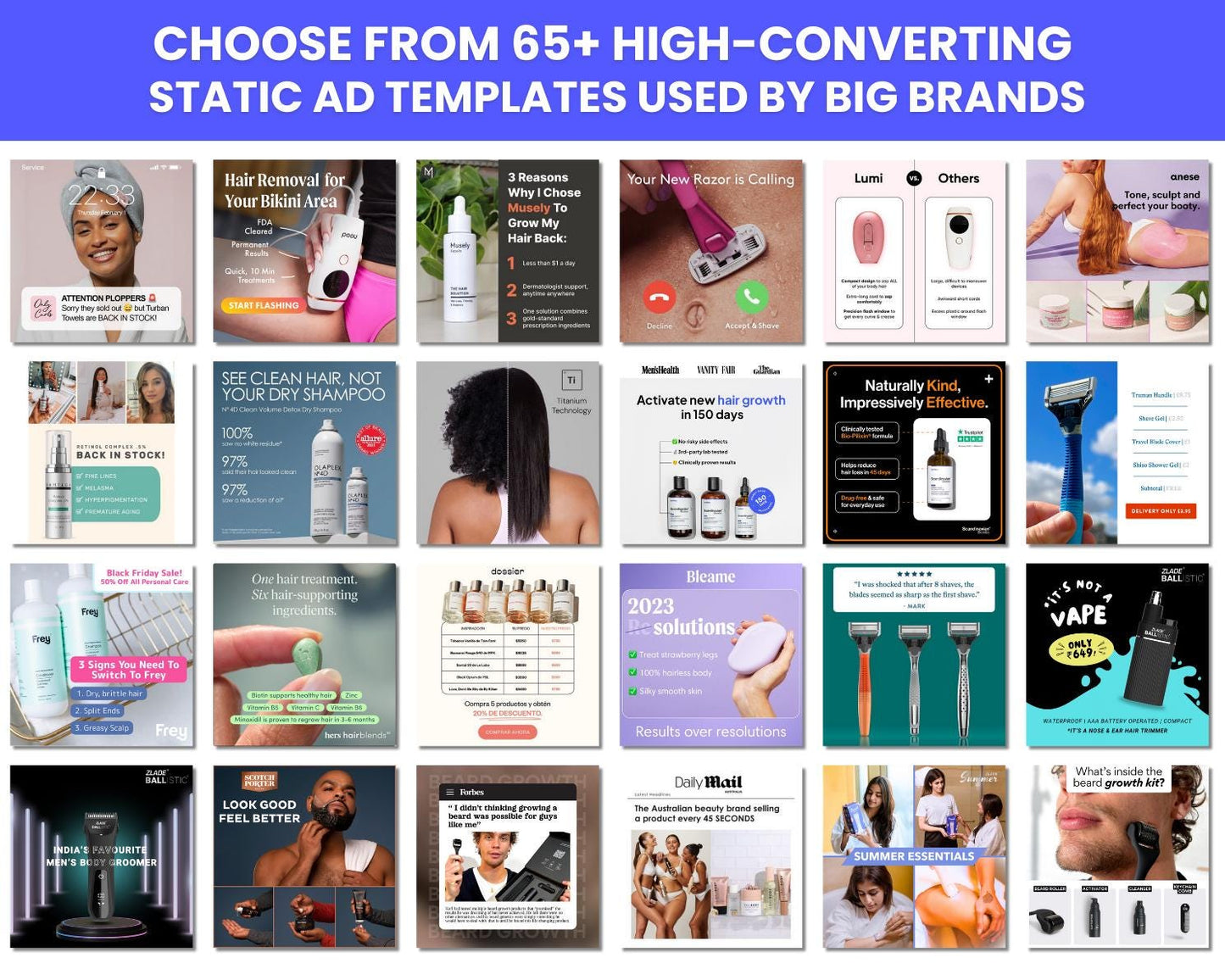65+ Winning Static Ad Canva Templates for Hair Product Facebook Ad