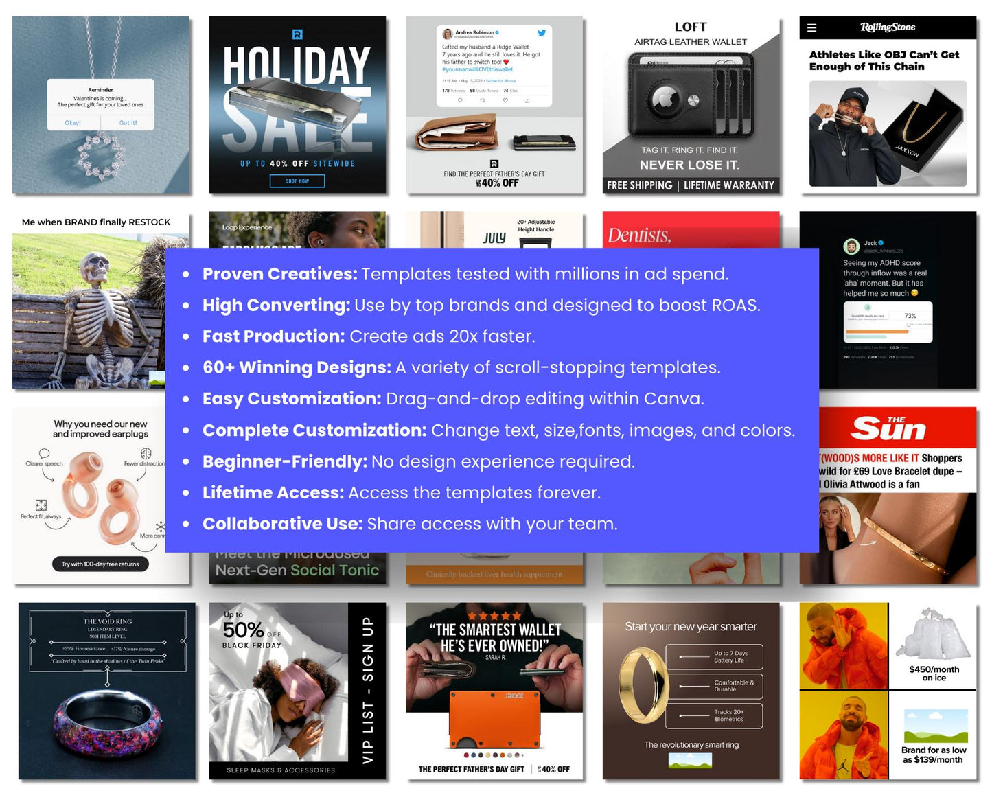 60+ Winning Static Ad Canva Templates for Jewelries & Accessories