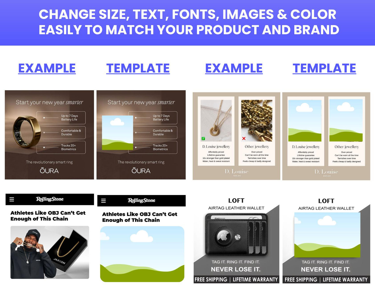 60+ Winning Static Ad Canva Templates for Jewelries & Accessories
