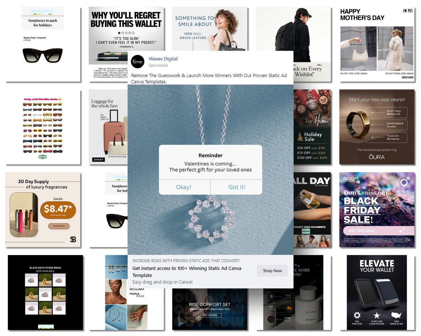 60+ Winning Static Ad Canva Templates for Jewelries & Accessories