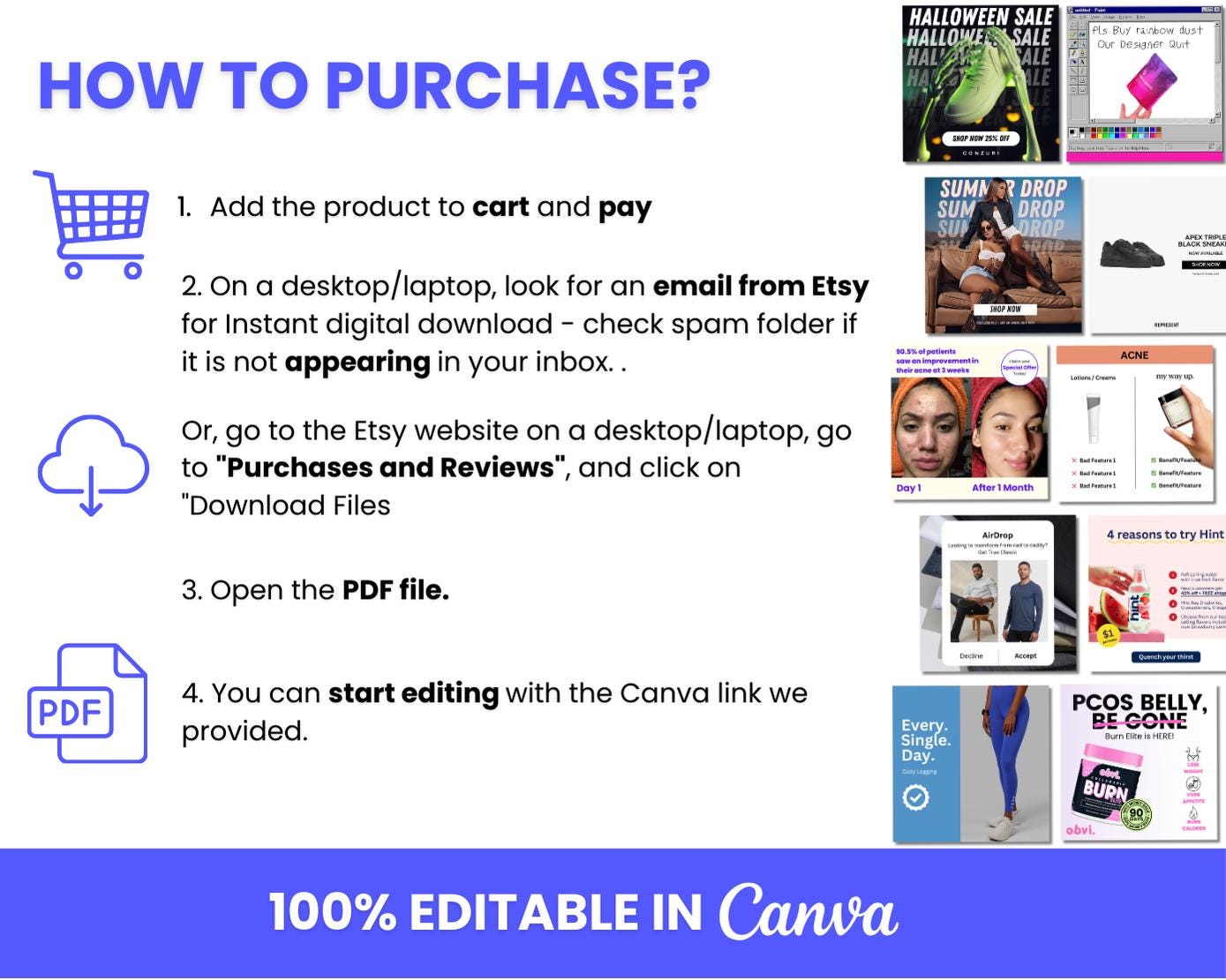 580+ Winning Static Ads Canva Templates for All Niches