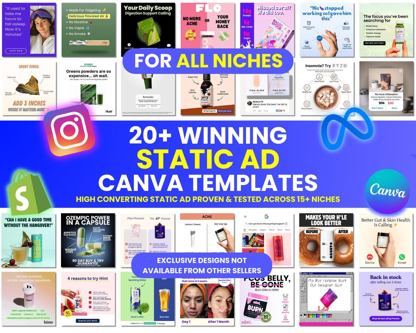 65+ Winning Static Ads Canva Templates for All Niches