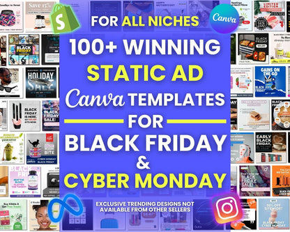 100+ BFCM Winning Static Ad Canva Templates
