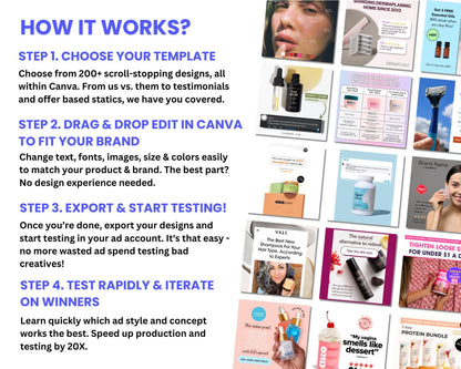 200+ Winning Static Ad Canva Templates for Beauty & Self Care Product /  Device