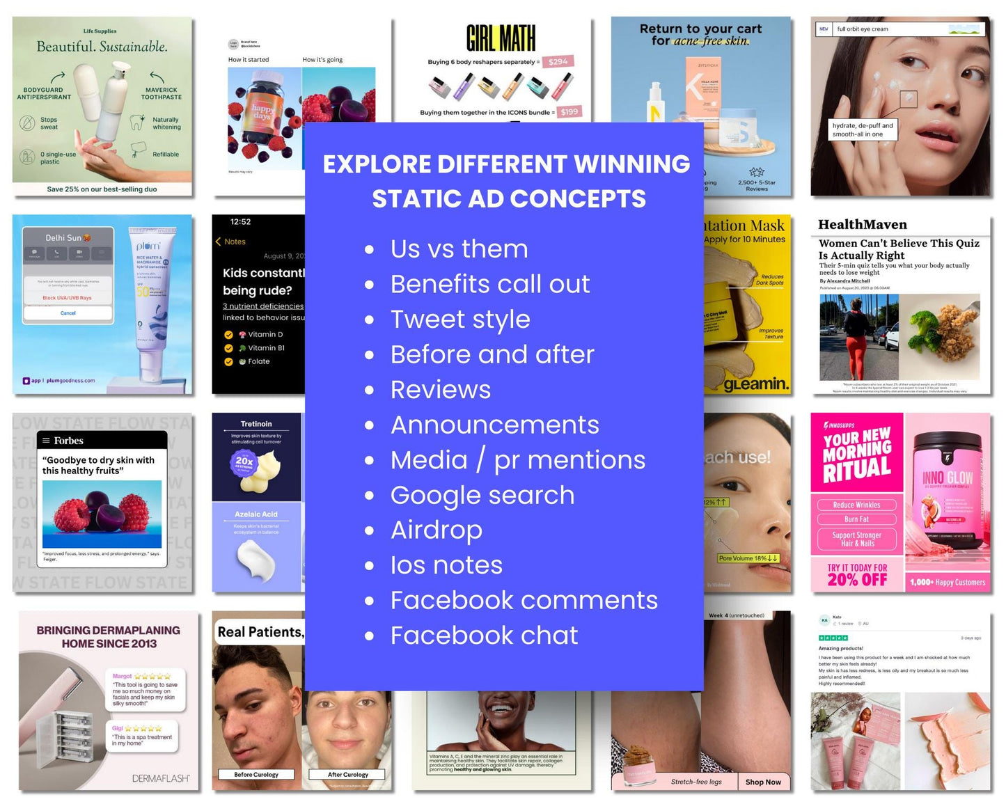 200+ Winning Static Ad Canva Templates for Beauty & Self Care Product /  Device