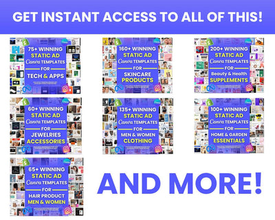 580+ Winning Static Ads Canva Templates for All Niches