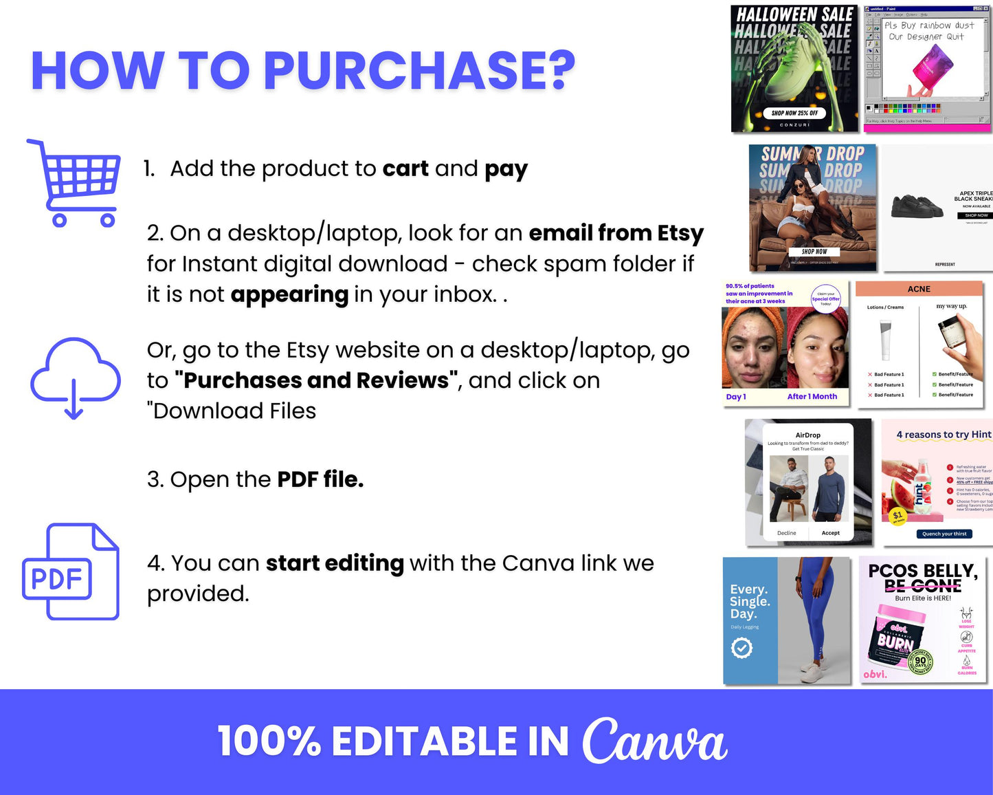 1000+ PLR Winning Static Ads Canva Template for All Niches