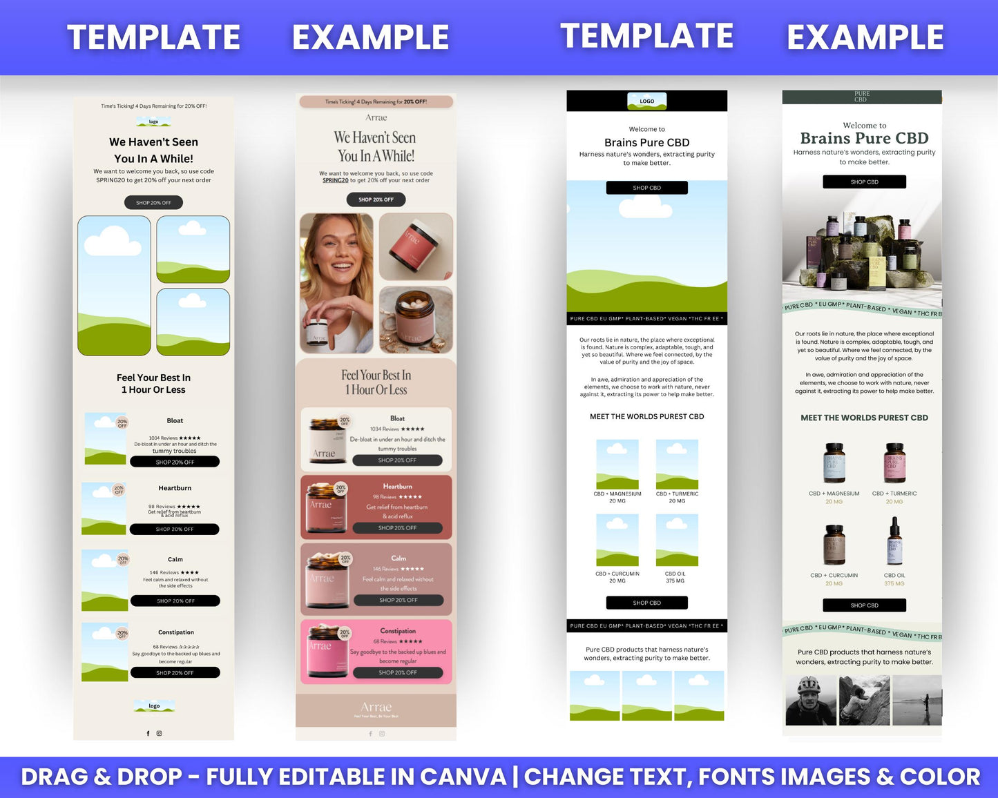 130+ Canva Email Templates for Health & Beauty Supplements