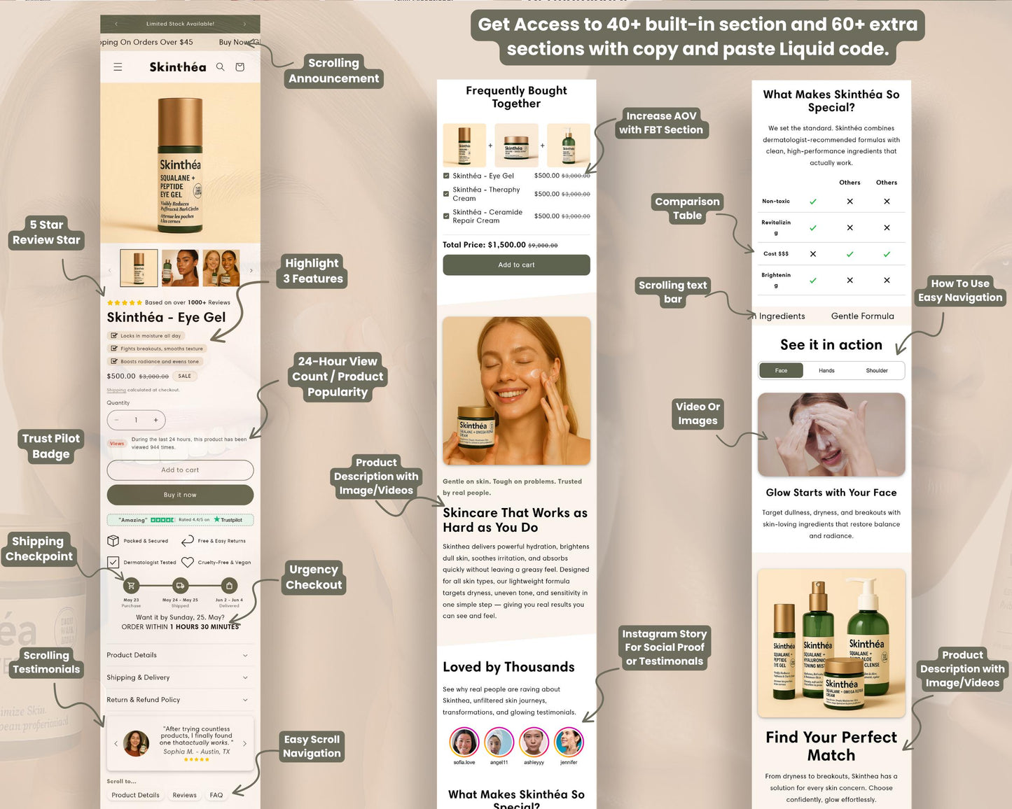 Skincare Shopify Theme 2.0 Perfect for Beauty Brands (White & Beige)