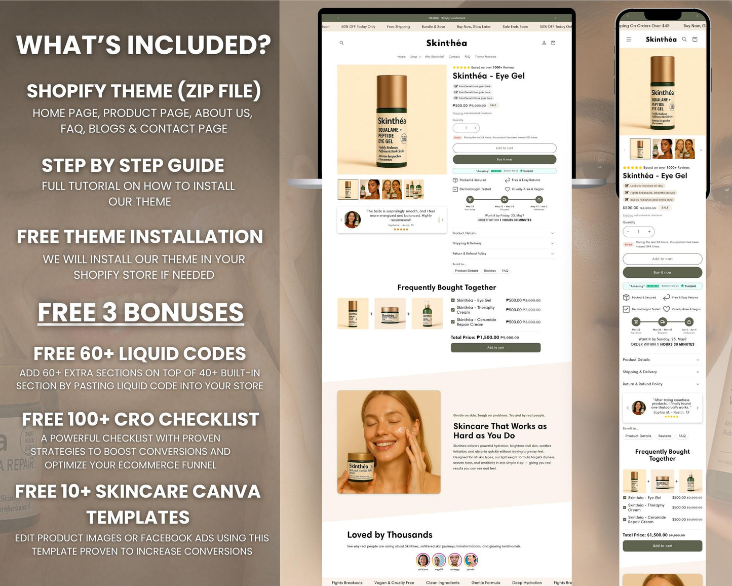 Skincare Shopify Theme 2.0 Perfect for Beauty Brands (White & Beige)