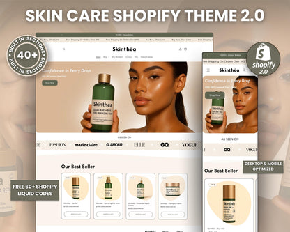 Skincare Shopify Theme 2.0 Perfect for Beauty Brands (White & Beige)