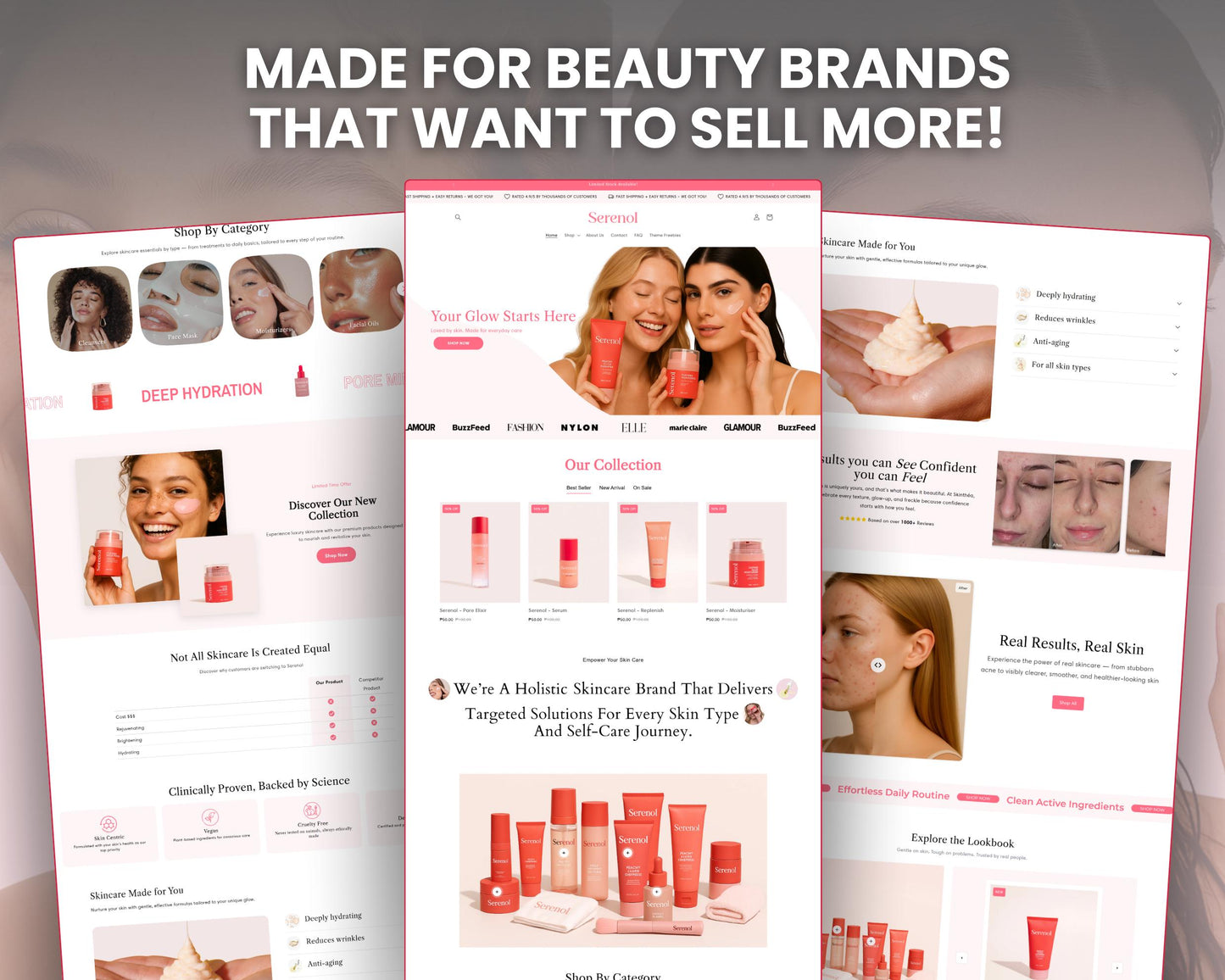 Skincare Shopify Theme 2.0 Perfect for Beauty Brands (Pink & White)