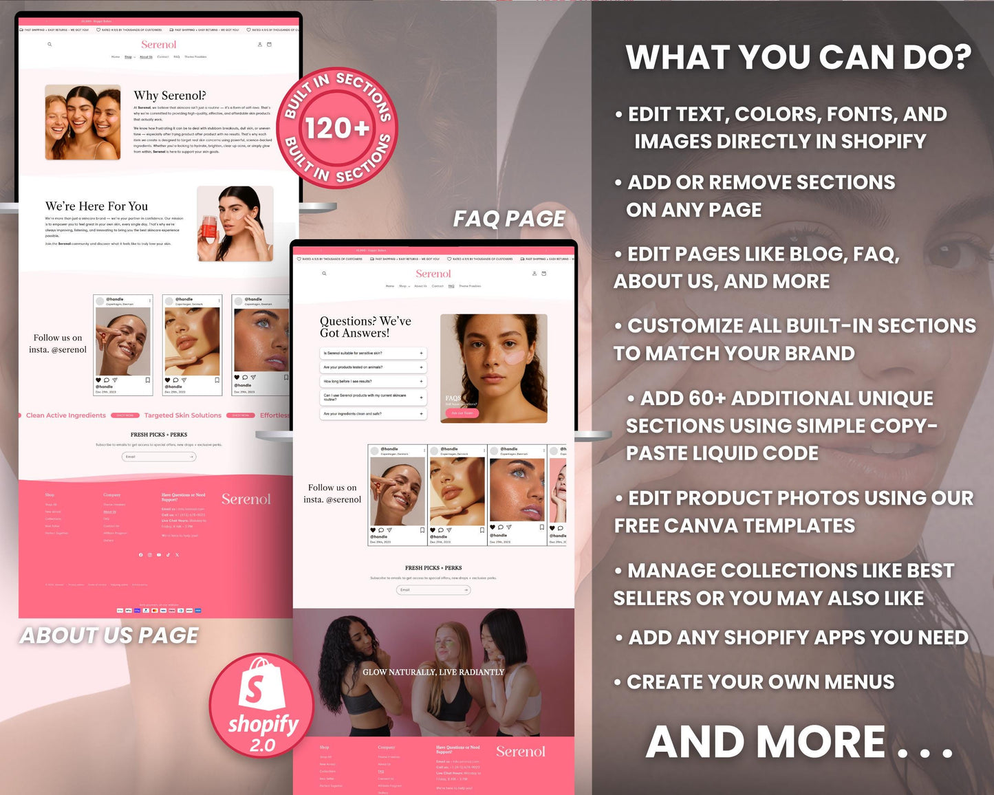 Skincare Shopify Theme 2.0 Perfect for Beauty Brands (Pink & White)