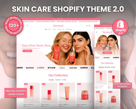 Skincare Shopify Theme 2.0 Perfect for Beauty Brands (Pink & White)