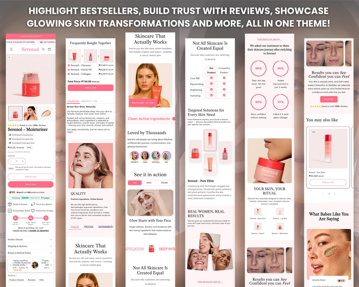 Skincare Shopify Theme 2.0 Perfect for Beauty Brands (Pink & White)