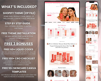 Skincare Shopify Theme 2.0 Perfect for Beauty Brands (Pink & White)