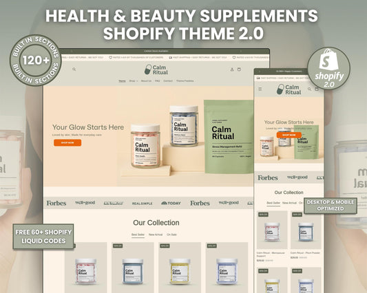 Health & Beauty Supplement Shopify 2.0 (Beige & Green) )
