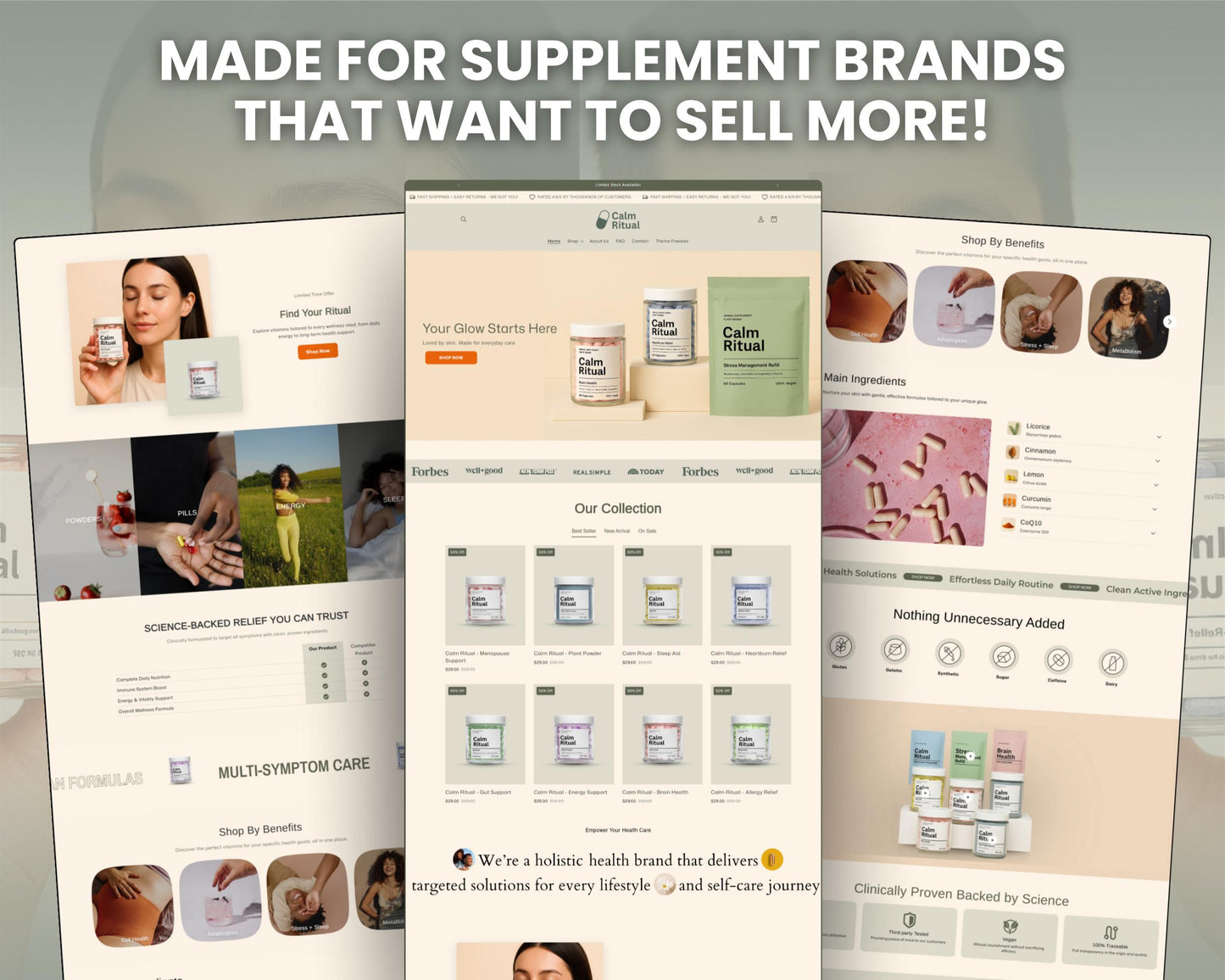 Health & Beauty Supplement Shopify 2.0 (Beige & Green) )